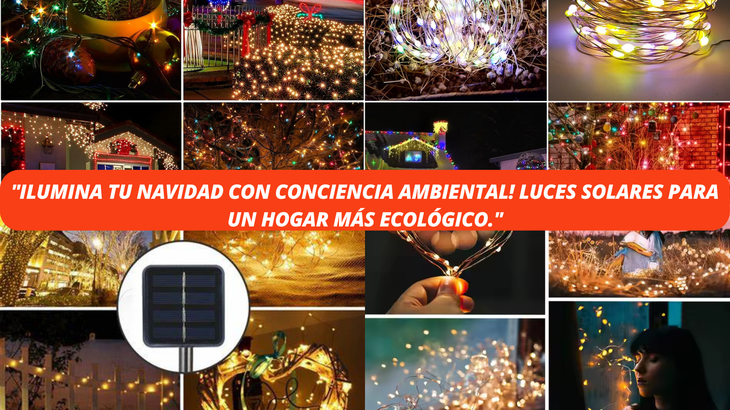 LUCES DE NAVIDAD CON PANEL SOLAR x 18 metros