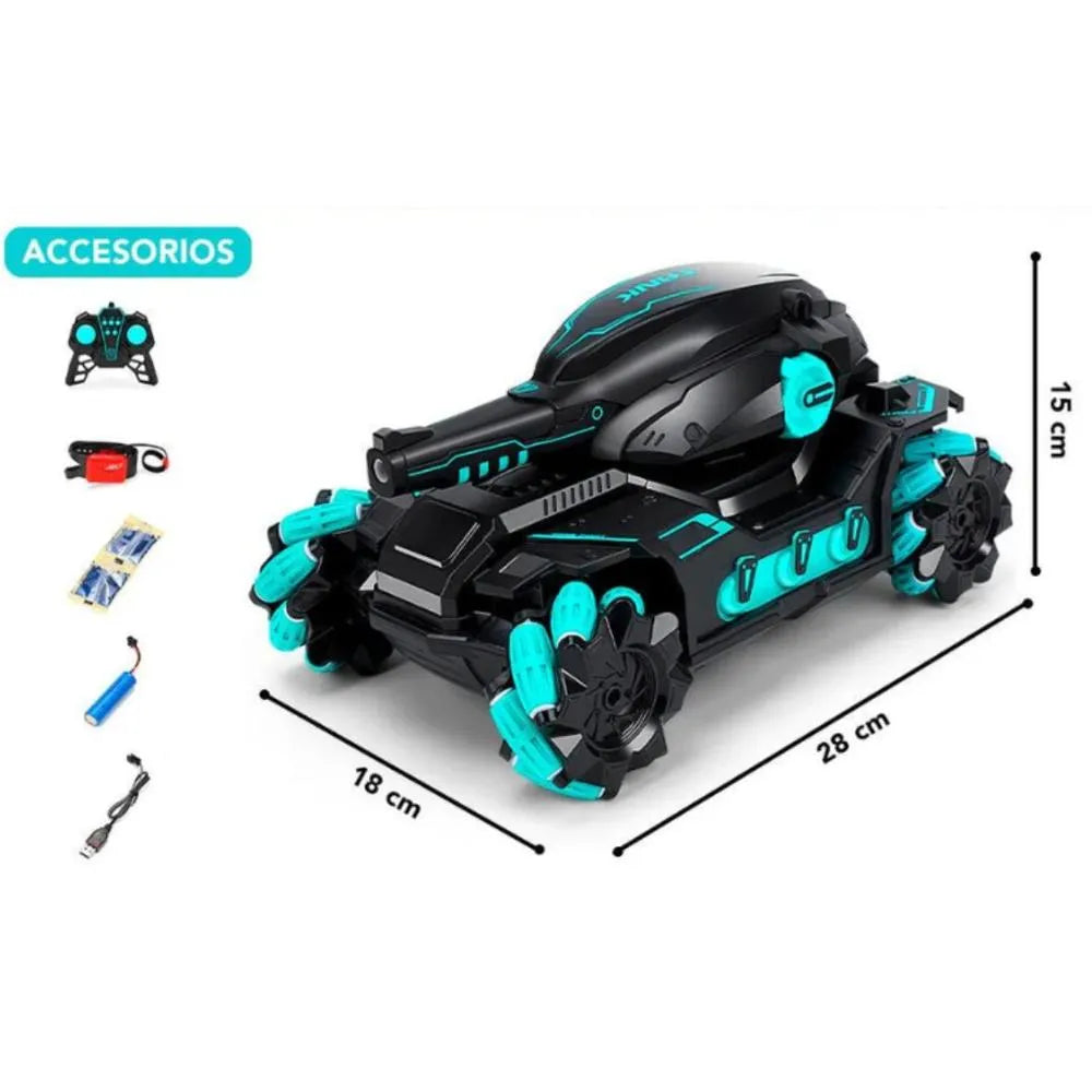 Tanque a Control Remoto 360 grados Dispara Bolitas de Hidrogel.
